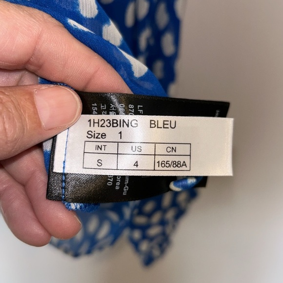 ba&sh Ruffle Bingo Giraffe Print Sheet Blouse Blue - Picture 7 of 12